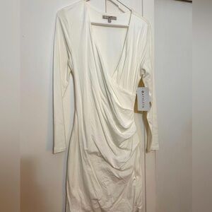 Athleta white Long Sleeve Draped Dress M new with tags